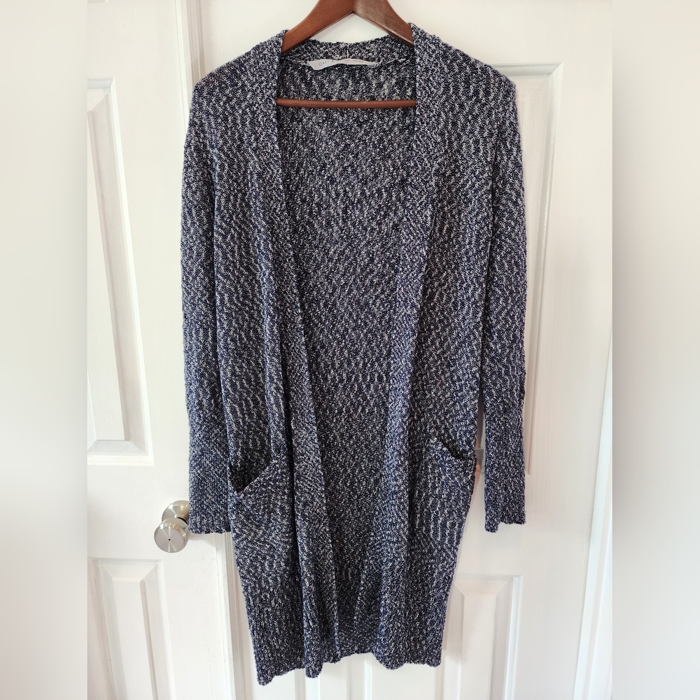 Athleta Long Dark Blue Knit Sweater Cardigan Size Extra Small